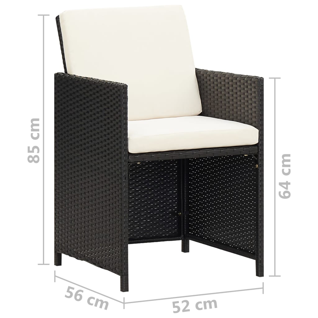 Sedie da Giardino 4 pz in Polyrattan Nero