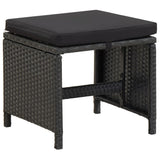 Sgabelli da Giardino 4 pz con Cuscini in Polyrattan Nero