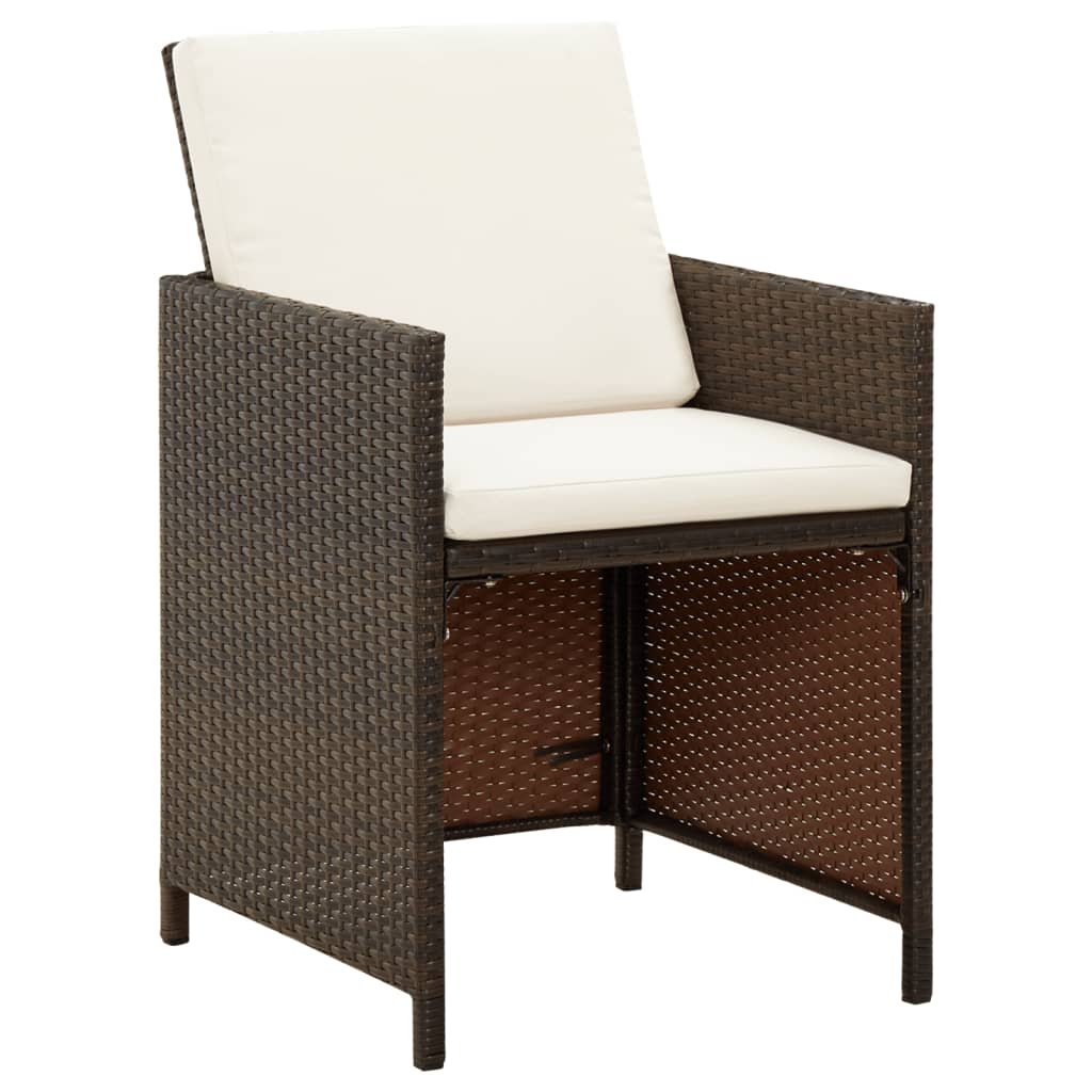 Sedie da Giardino con Cuscini 4 pz in Polyrattan Marrone