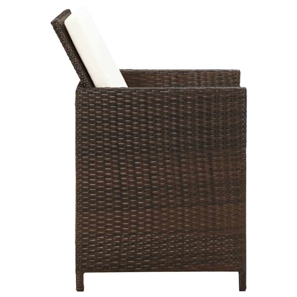 Sedie da Giardino con Cuscini 4 pz in Polyrattan Marrone