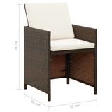 Sedie da Giardino con Cuscini 4 pz in Polyrattan Marrone