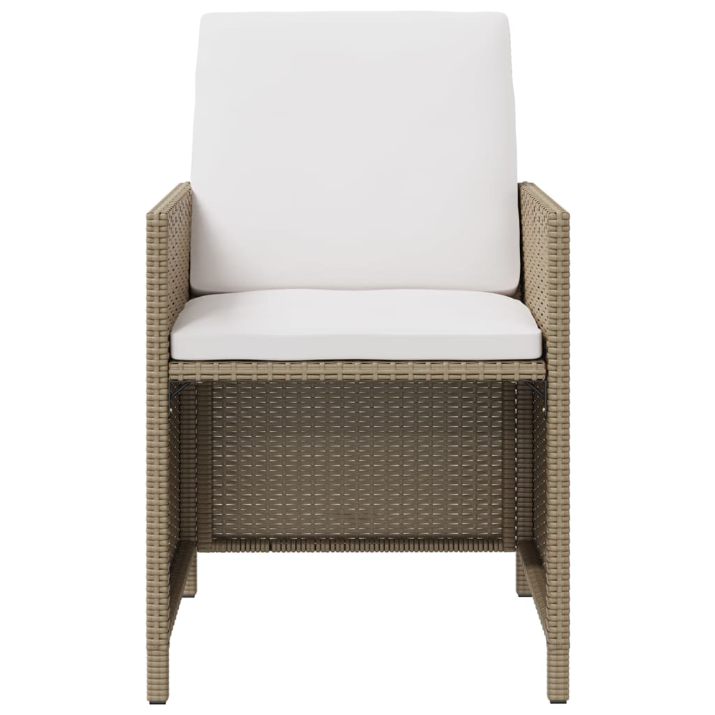 Sedie da Giardino con Cuscini 4 pz in Polyrattan Beige