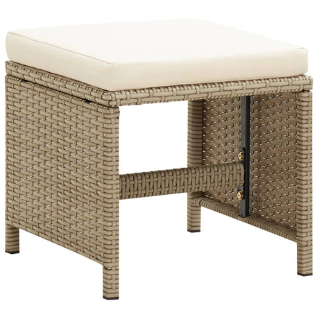 Sgabelli da Giardino 4 pz con Cuscini in Polyrattan Beige