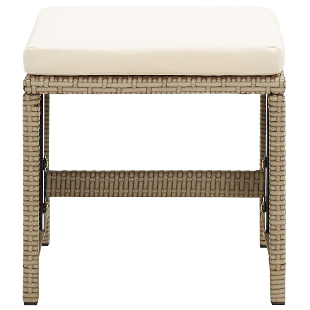 Sgabelli da Giardino 4 pz con Cuscini in Polyrattan Beige