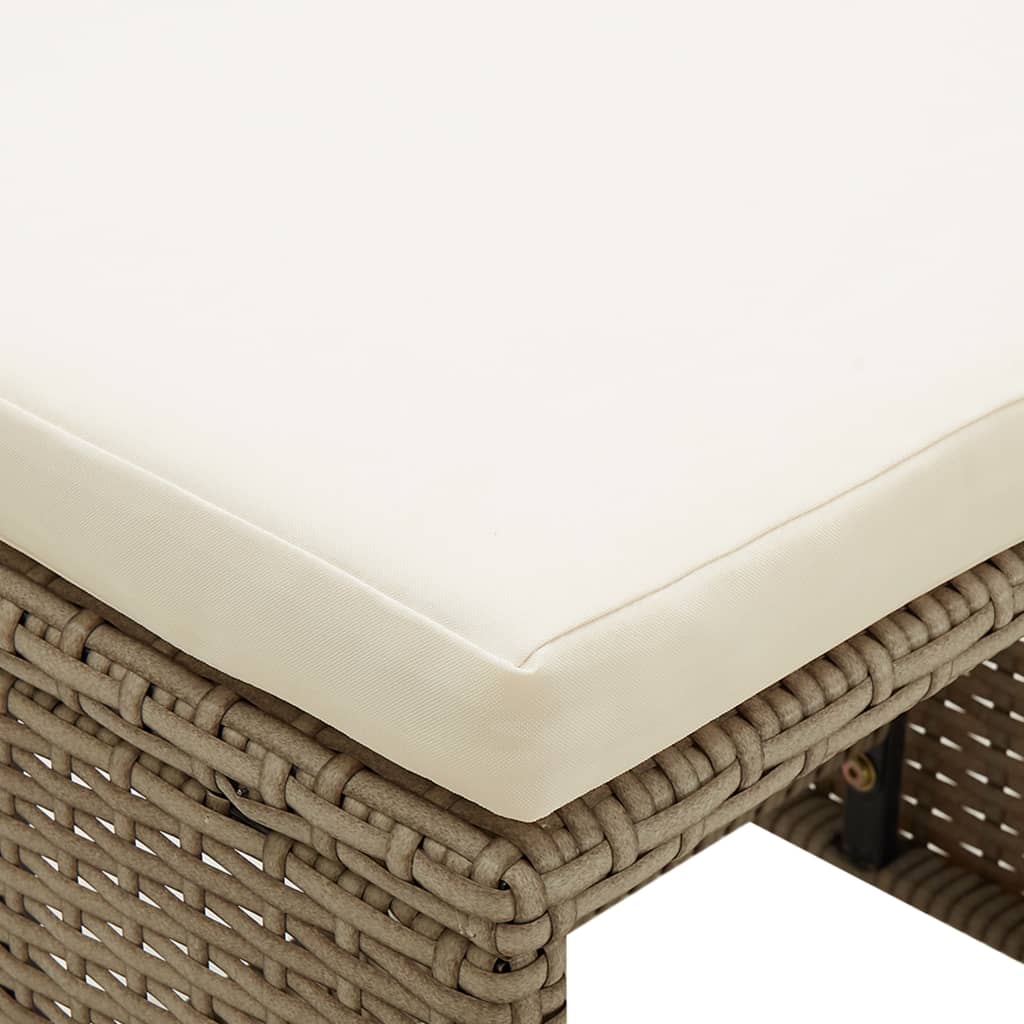 Sgabelli da Giardino 4 pz con Cuscini in Polyrattan Beige