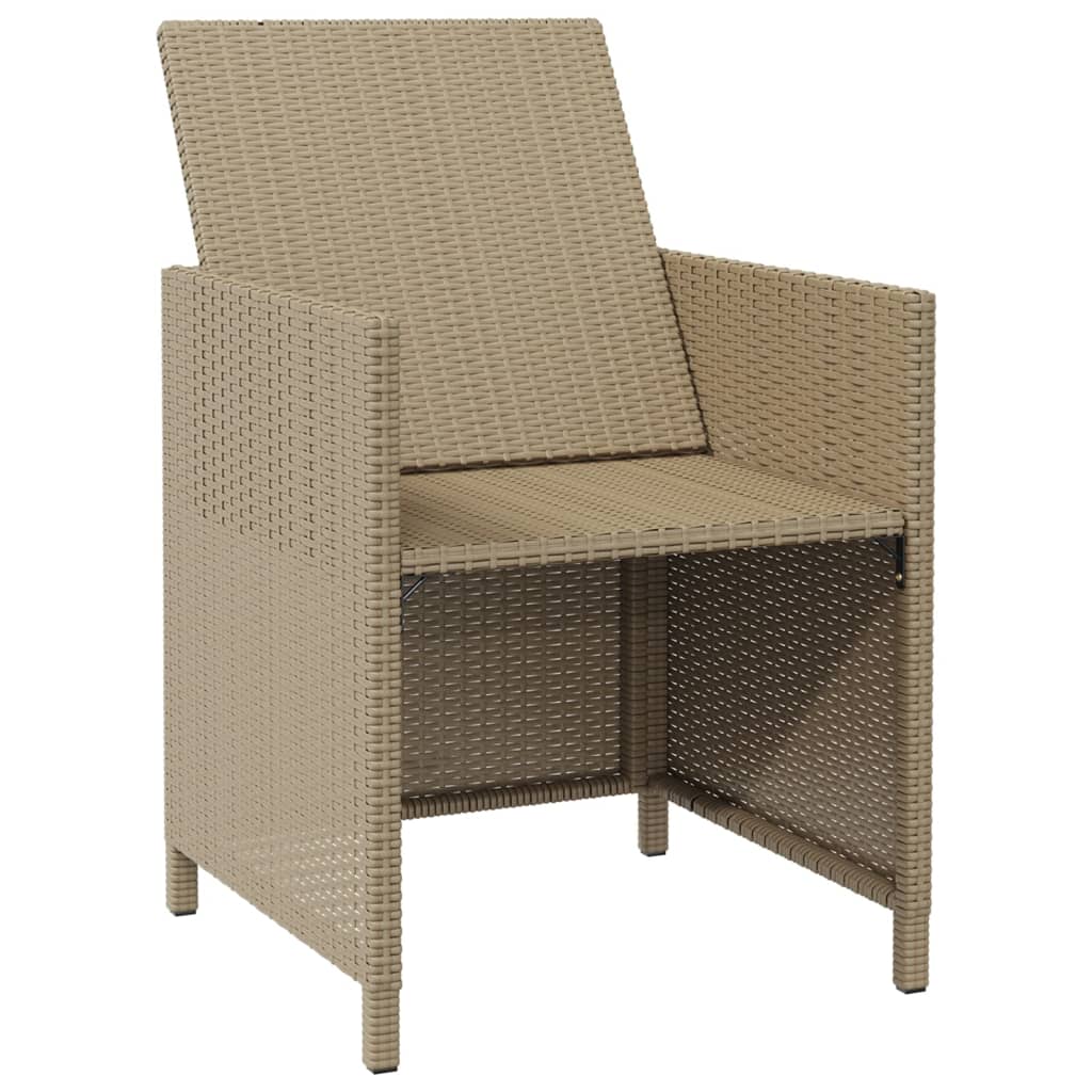 Sedie da Giardino con Sgabelli 2 pz in Polyrattan Beige