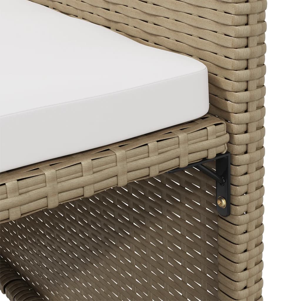 Sedie da Giardino con Sgabelli 2 pz in Polyrattan Beige