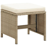 Sedie da Giardino con Sgabelli 2 pz in Polyrattan Beige