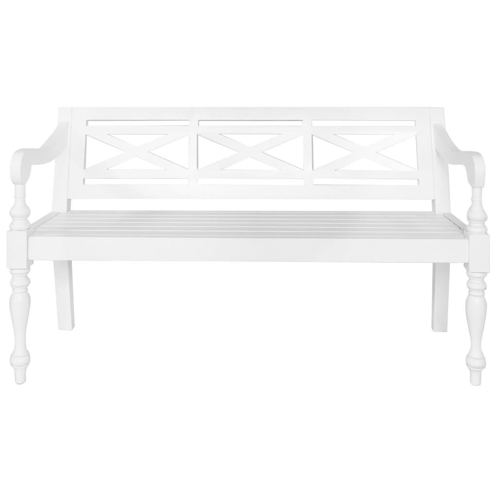 Panca Batavia 123 cm in Legno Massello di Mogano Bianco