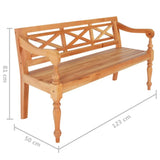 Panca Batavia 123 cm in Legno Massello di Mogano Marrone Chiaro