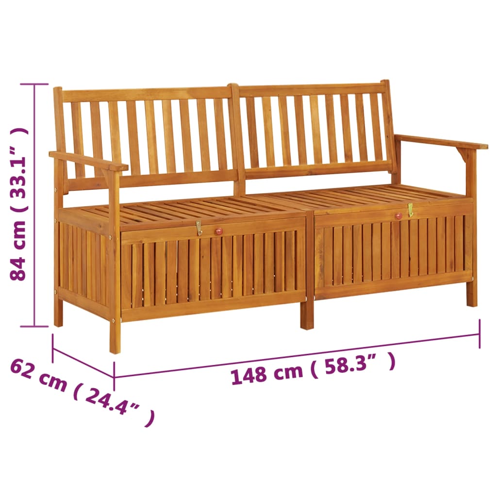 Cassapanca 148 cm in Legno Massello di Acacia