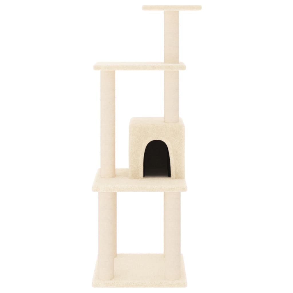 Albero per Gatti con Tiragraffi in Sisal Crema 105 cm