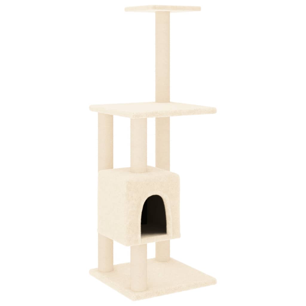 Albero per Gatti con Tiragraffi in Sisal Crema 104 cm