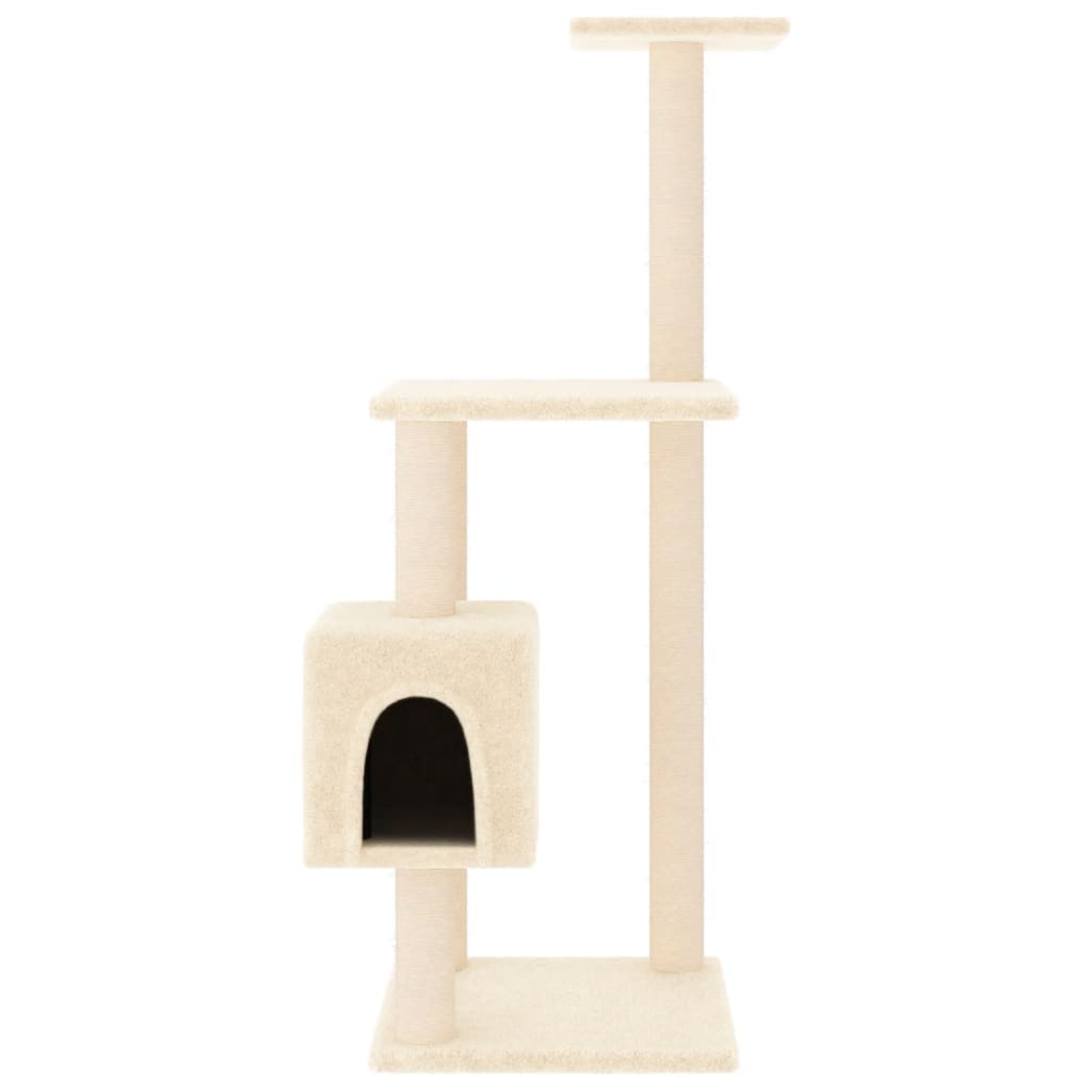 Albero per Gatti con Tiragraffi in Sisal Crema 104 cm