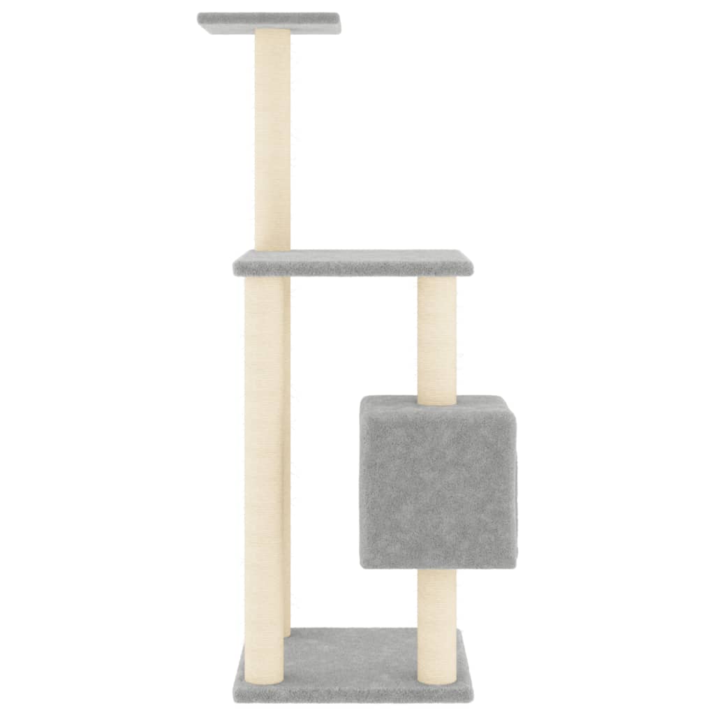 Albero per Gatti con Tiragraffi in Sisal Grigio Chiaro 104 cm