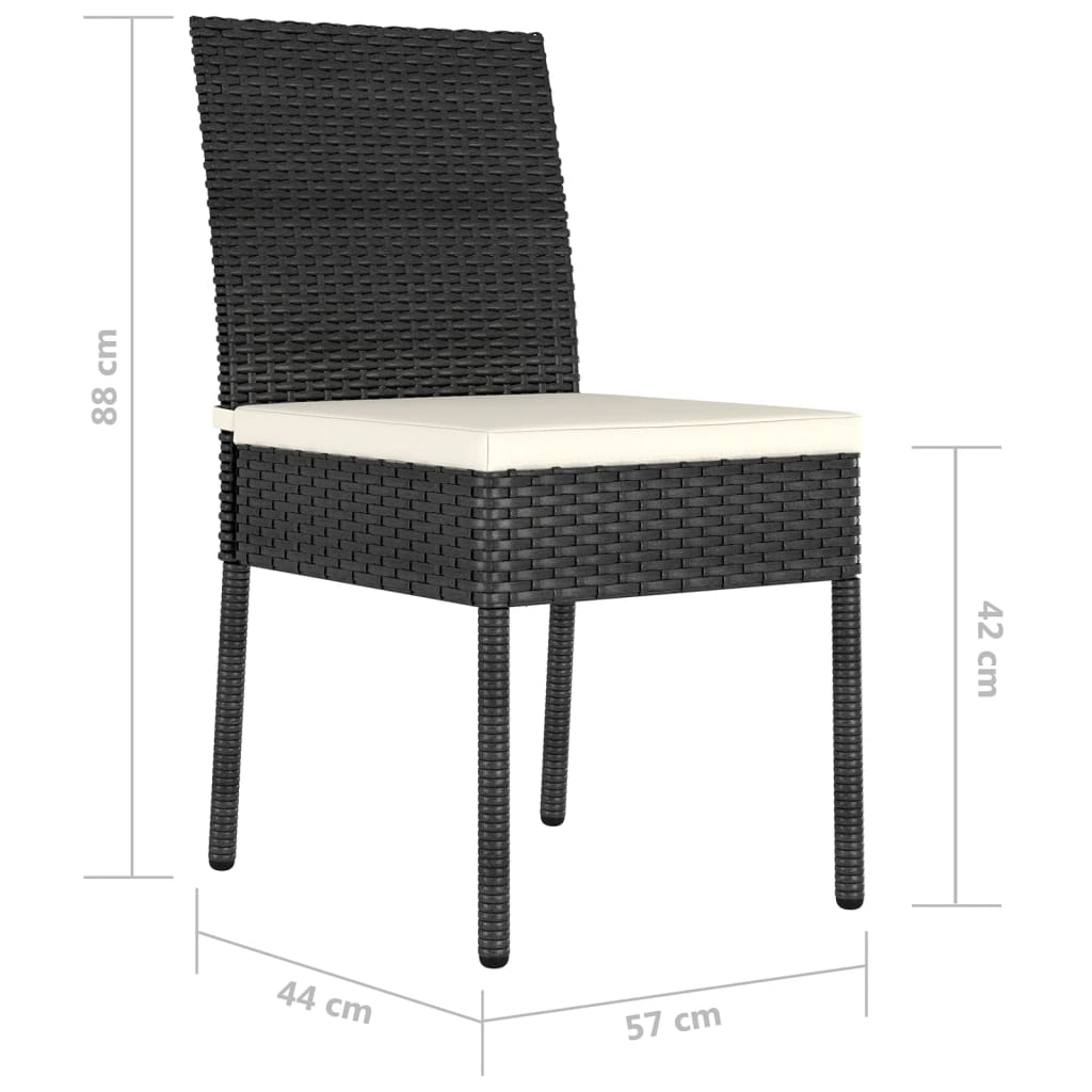 Sedie da Pranzo per Giardino 2 pz in Polyrattan Nero