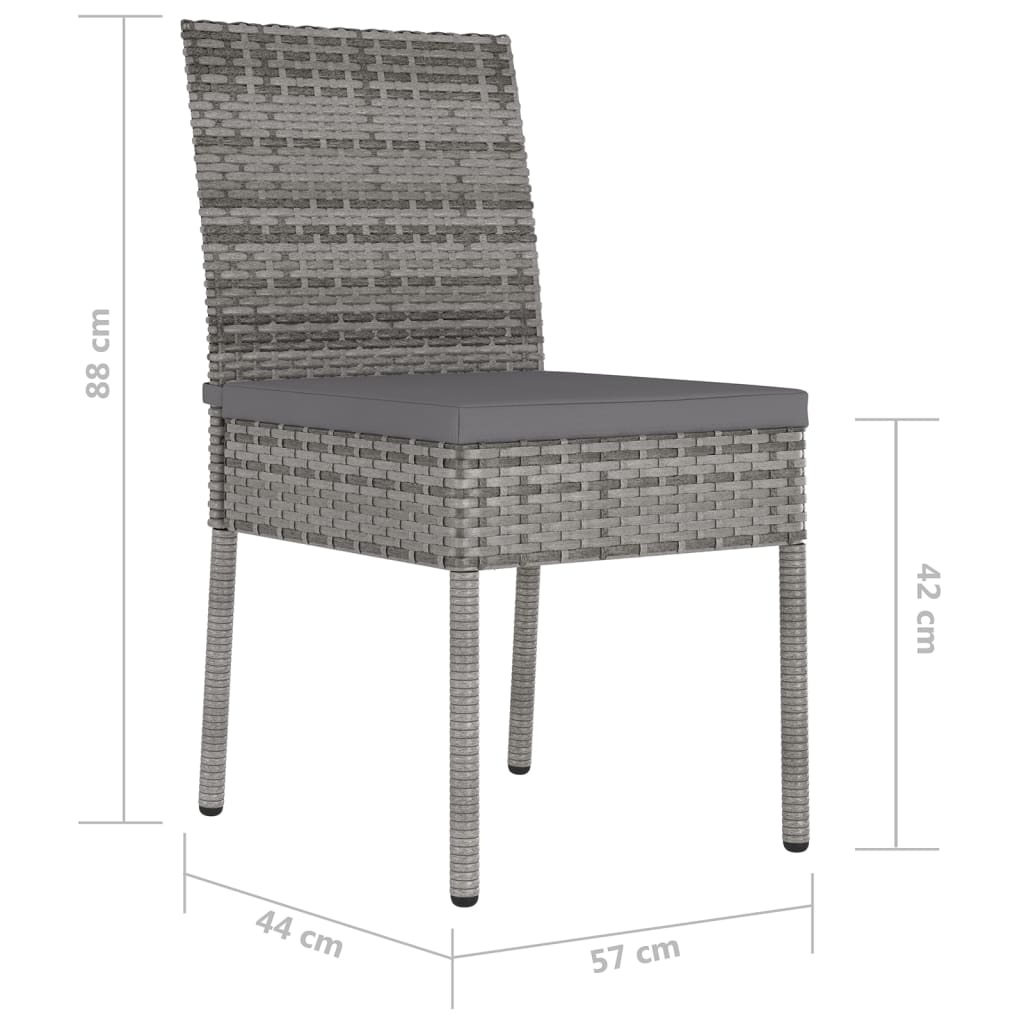 Sedie da Pranzo per Giardino 2 pz in Polyrattan Grigio