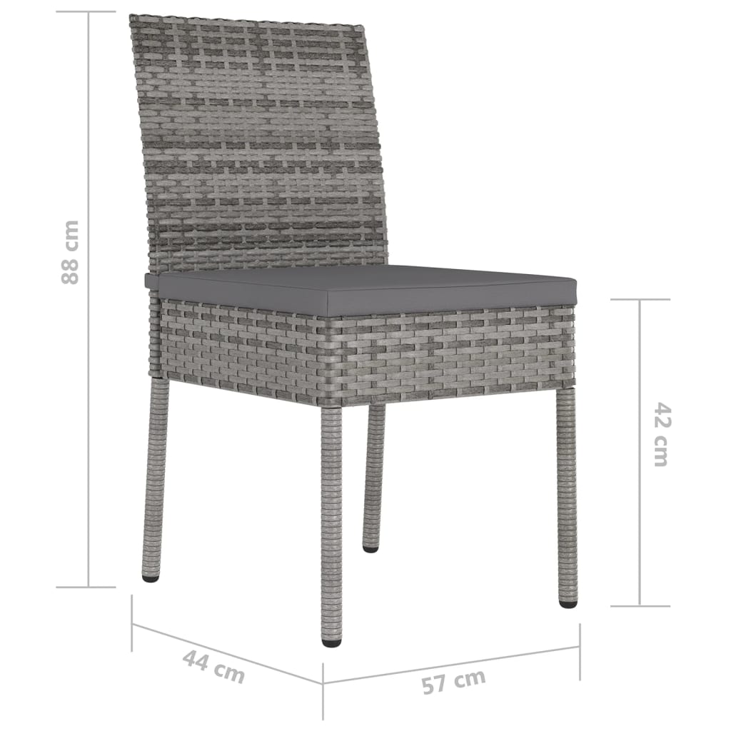 Sedie da Pranzo per Giardino 4 pz in Polyrattan Grigio