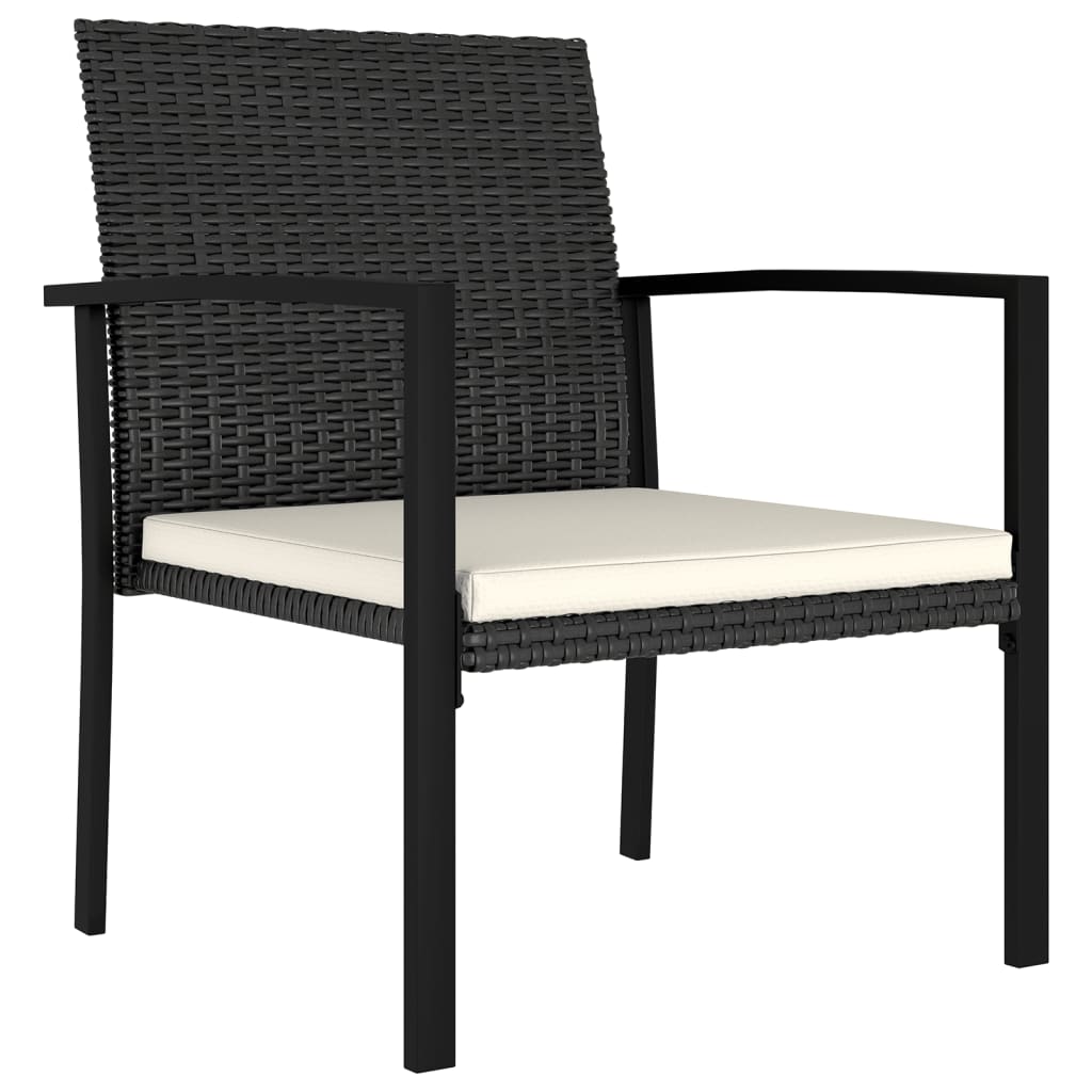 Sedie da Pranzo per Giardino 4 pz in Polyrattan Nero