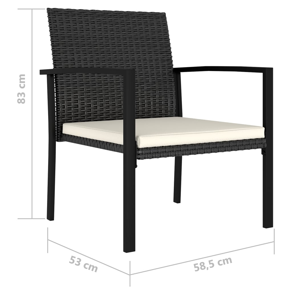 Sedie da Pranzo per Giardino 4 pz in Polyrattan Nero