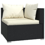 Set Divani da Giardino 3 pz con Cuscini in Polyrattan Nero