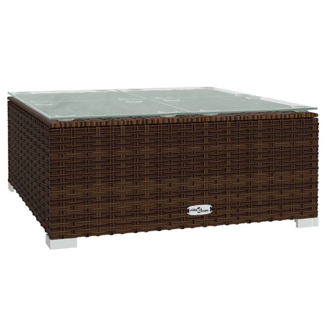 Tavolino da Giardino Marrone 60x60x30 cm in Polyrattan e Vetro