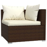 Set Divani da Giardino 3 pz con Cuscini in Polyrattan Marrone