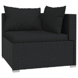 Set Divani da Giardino 3 pz con Cuscini in Polyrattan Nero