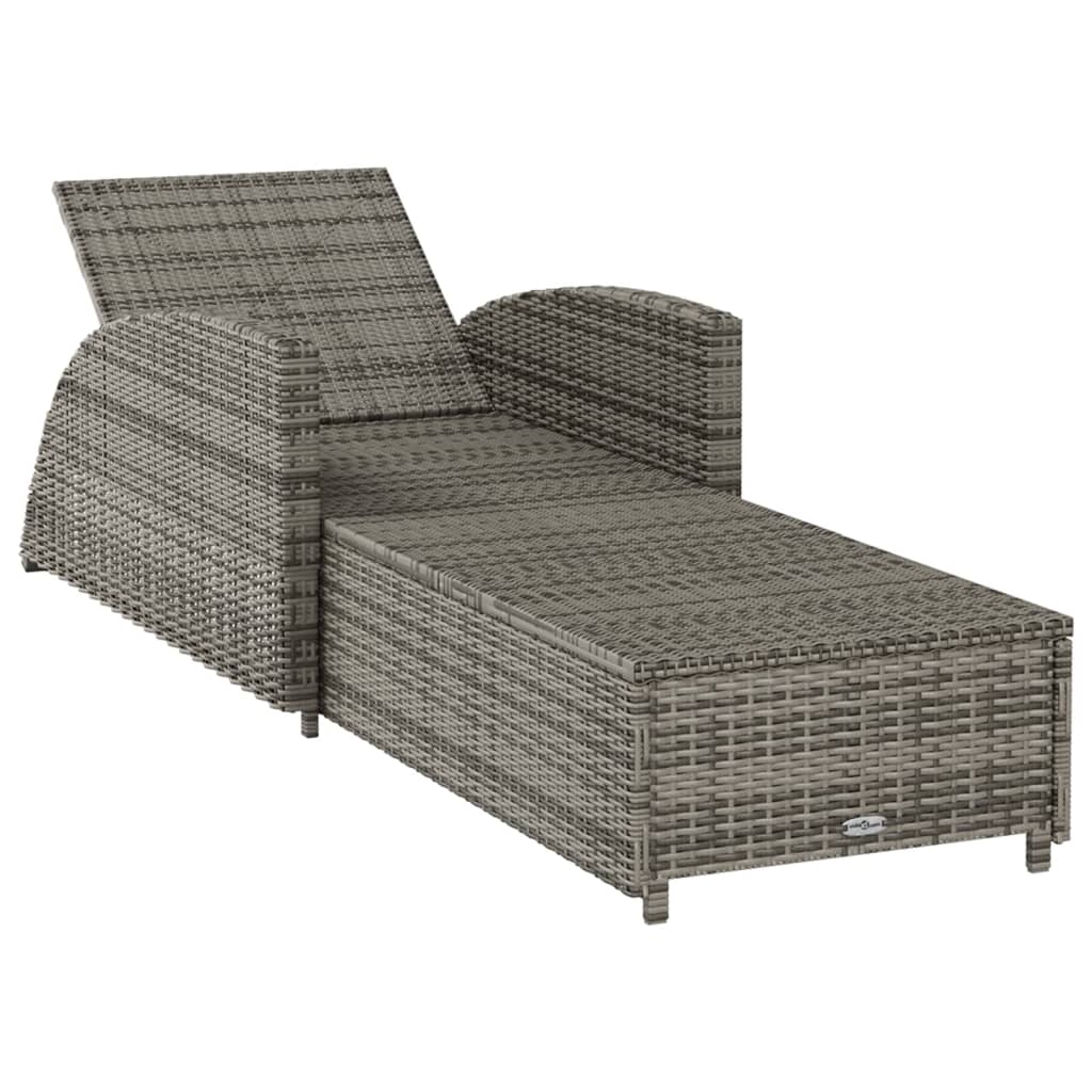 Lettino Prendisole con Cuscino Grigio Scuro Polyrattan Grigio