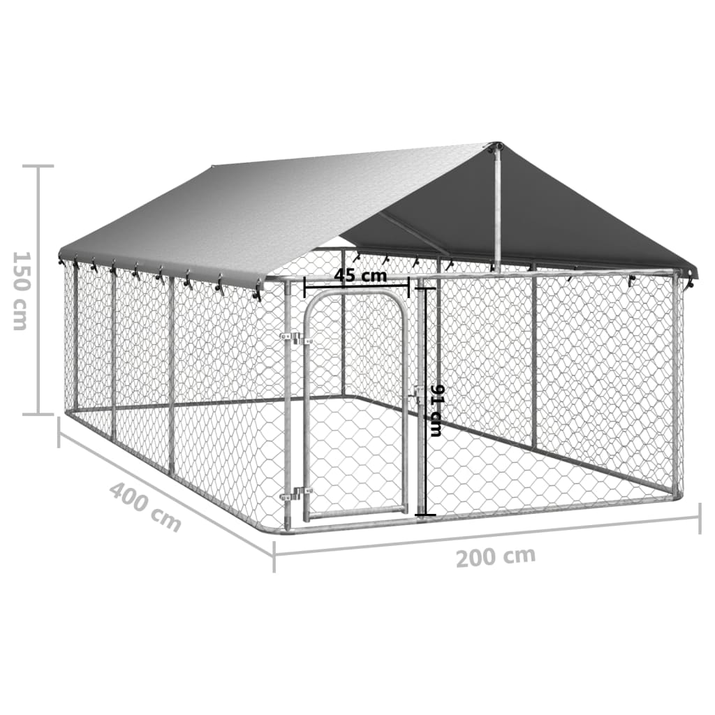 Gabbia per Cani da Esterno con Tetto 400x200x150 cm