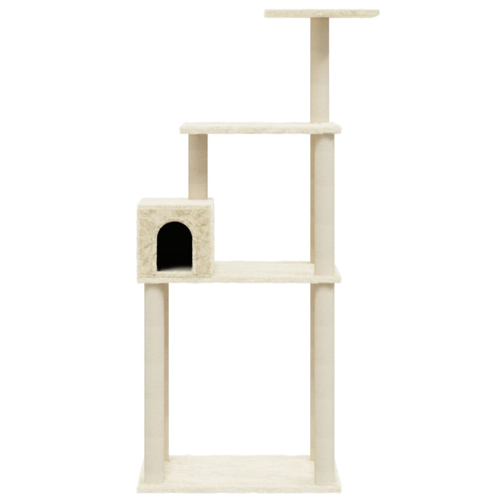 Albero per Gatti con Tiragraffi in Sisal Crema 147 cm