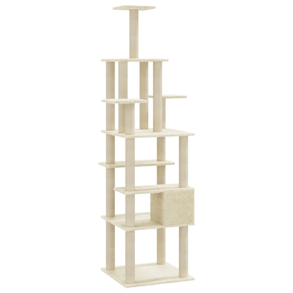 Albero per Gatti con Tiragraffi in Sisal Crema 183 cm