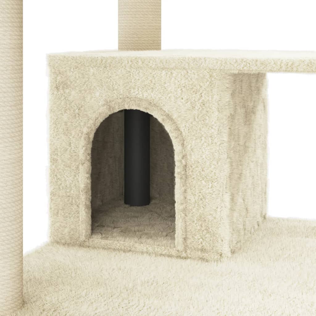 Albero per Gatti con Tiragraffi in Sisal Crema 183 cm