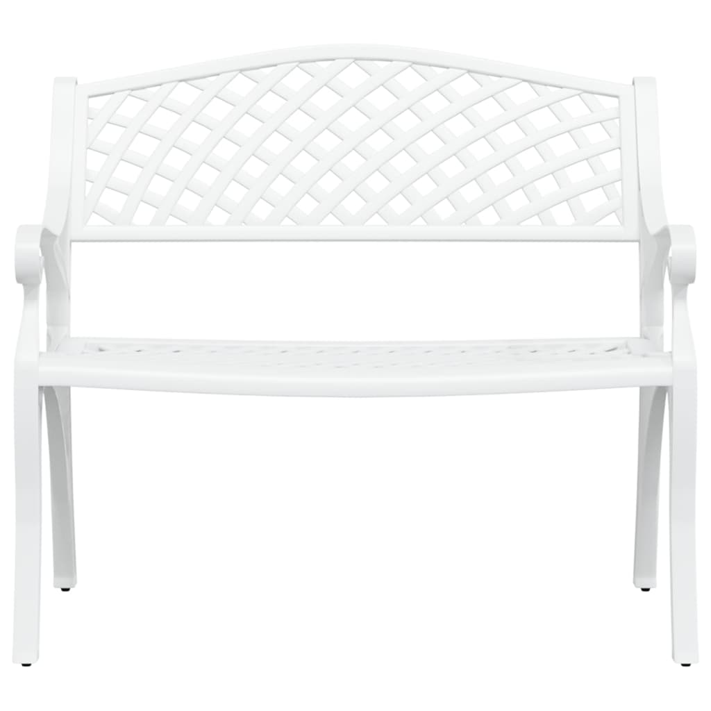 Panchina da Giardino 102 cm in Alluminio Pressofuso Bianco