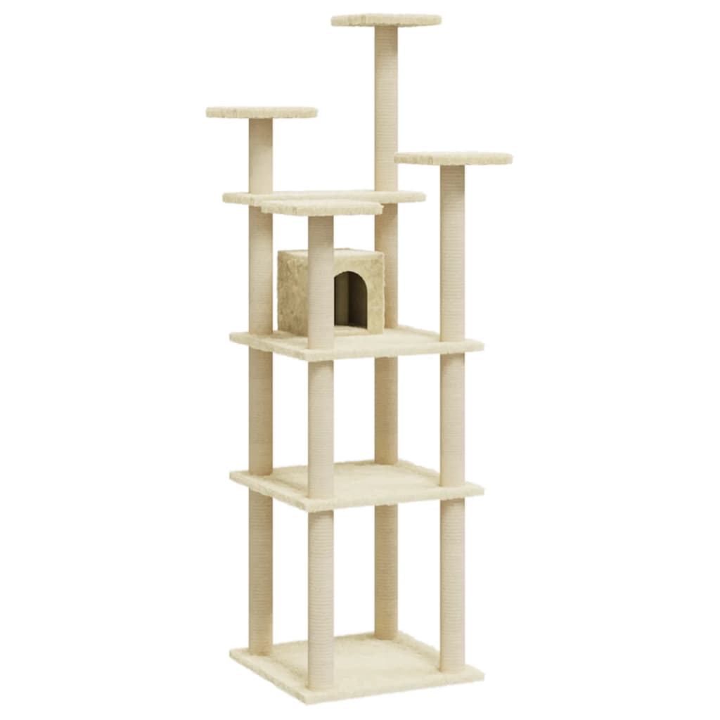 Albero per Gatti con Tiragraffi in Sisal Crema 171 cm