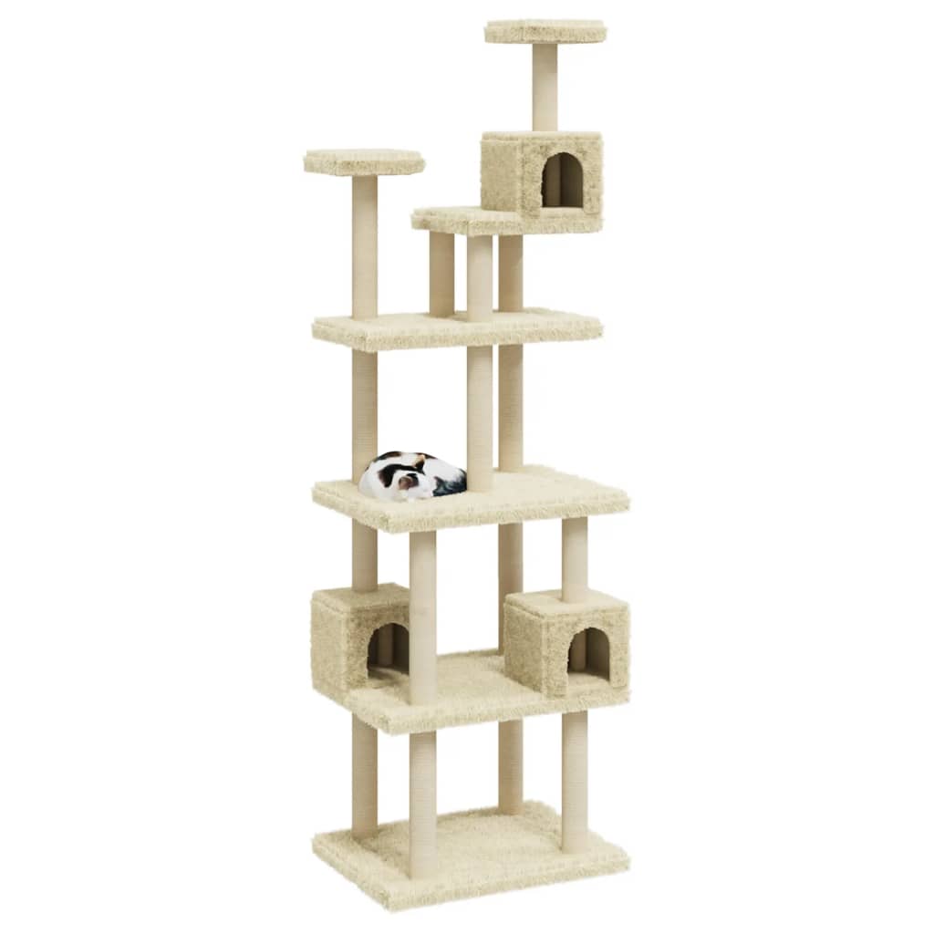 Albero per Gatti con Tiragraffi in Sisal Crema 188 cm