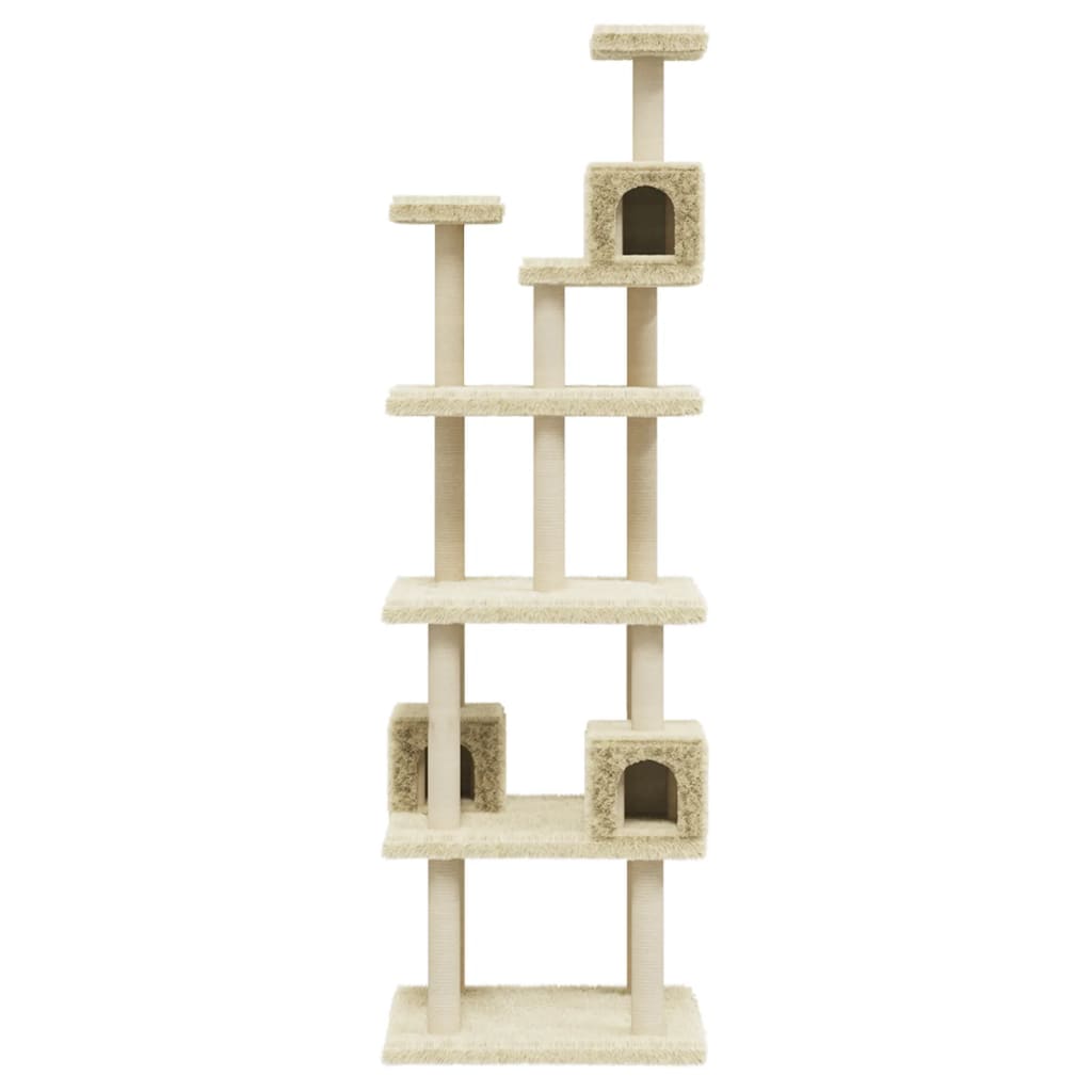 Albero per Gatti con Tiragraffi in Sisal Crema 188 cm