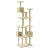 Albero per Gatti con Tiragraffi in Sisal Crema 188 cm