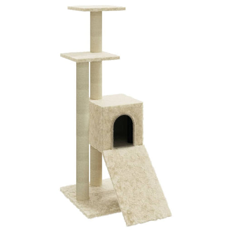 Albero per Gatti con Tiragraffi in Sisal Crema 92 cm