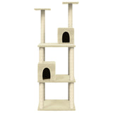 Albero per Gatti con Tiragraffi in Sisal Crema 141 cm