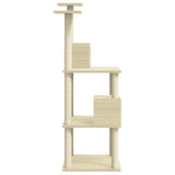 Albero per Gatti con Tiragraffi in Sisal Crema 141 cm