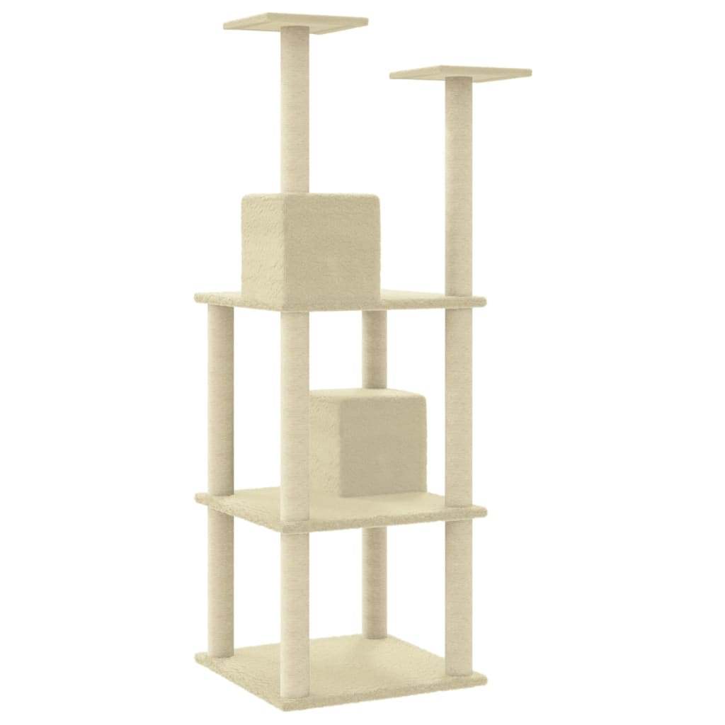 Albero per Gatti con Tiragraffi in Sisal Crema 141 cm