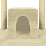 Albero per Gatti con Tiragraffi in Sisal Crema 174 cm