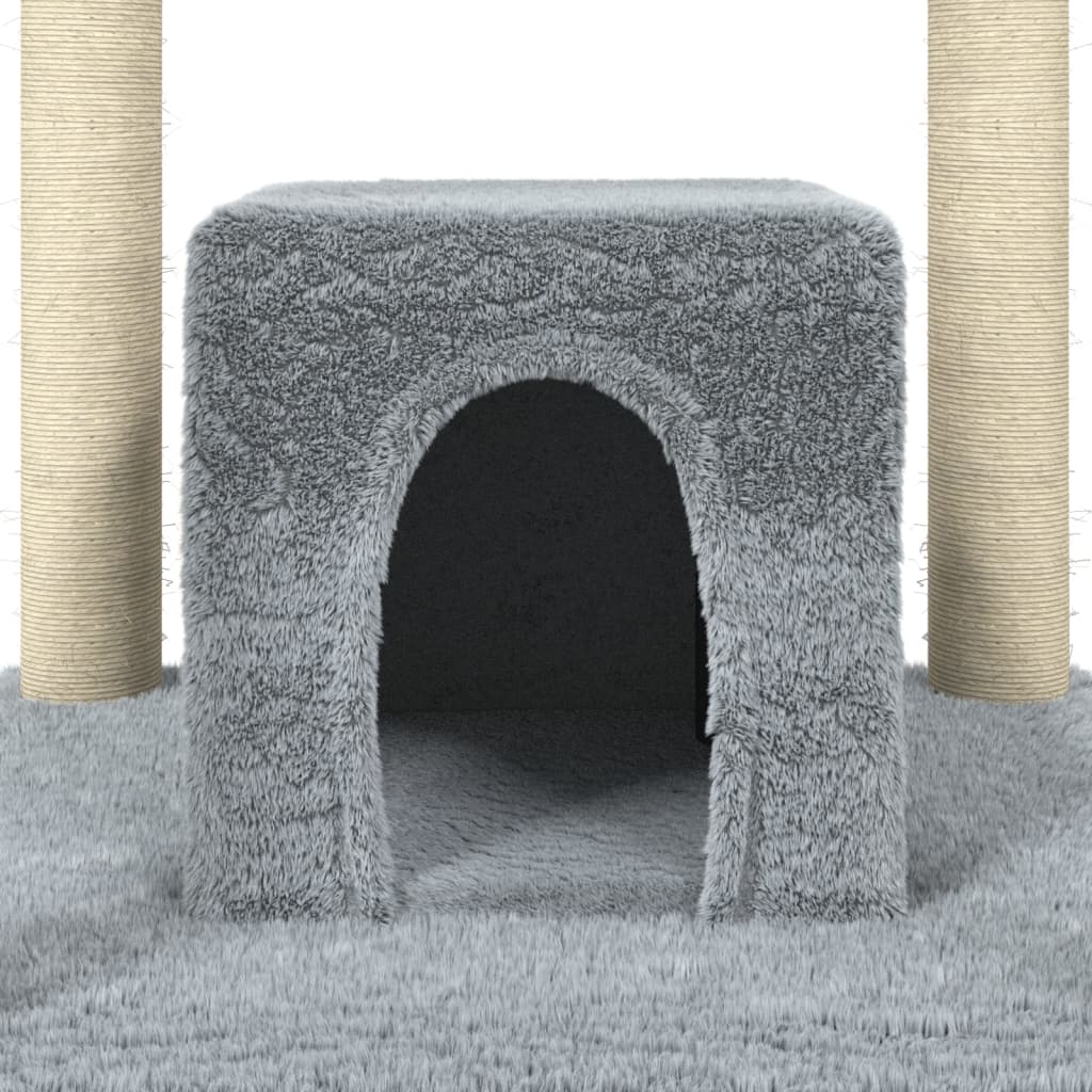 Albero per Gatti con Tiragraffi in Sisal Grigio Chiaro 174 cm