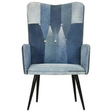 Poltrona Wingback Patchwork Denim in Tela