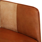 Poltrona Wingback Marrone e Bianca in Vera Pelle