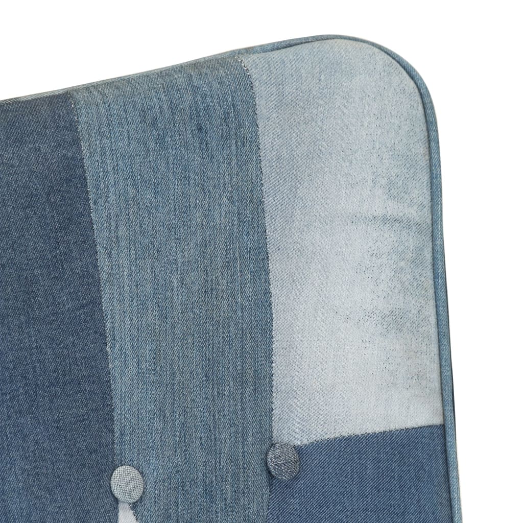 Poltrona con Poggiapiedi Blu Denim Patchwork in Tela