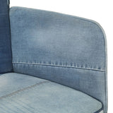 Poltrona con Poggiapiedi Blu Denim Patchwork in Tela