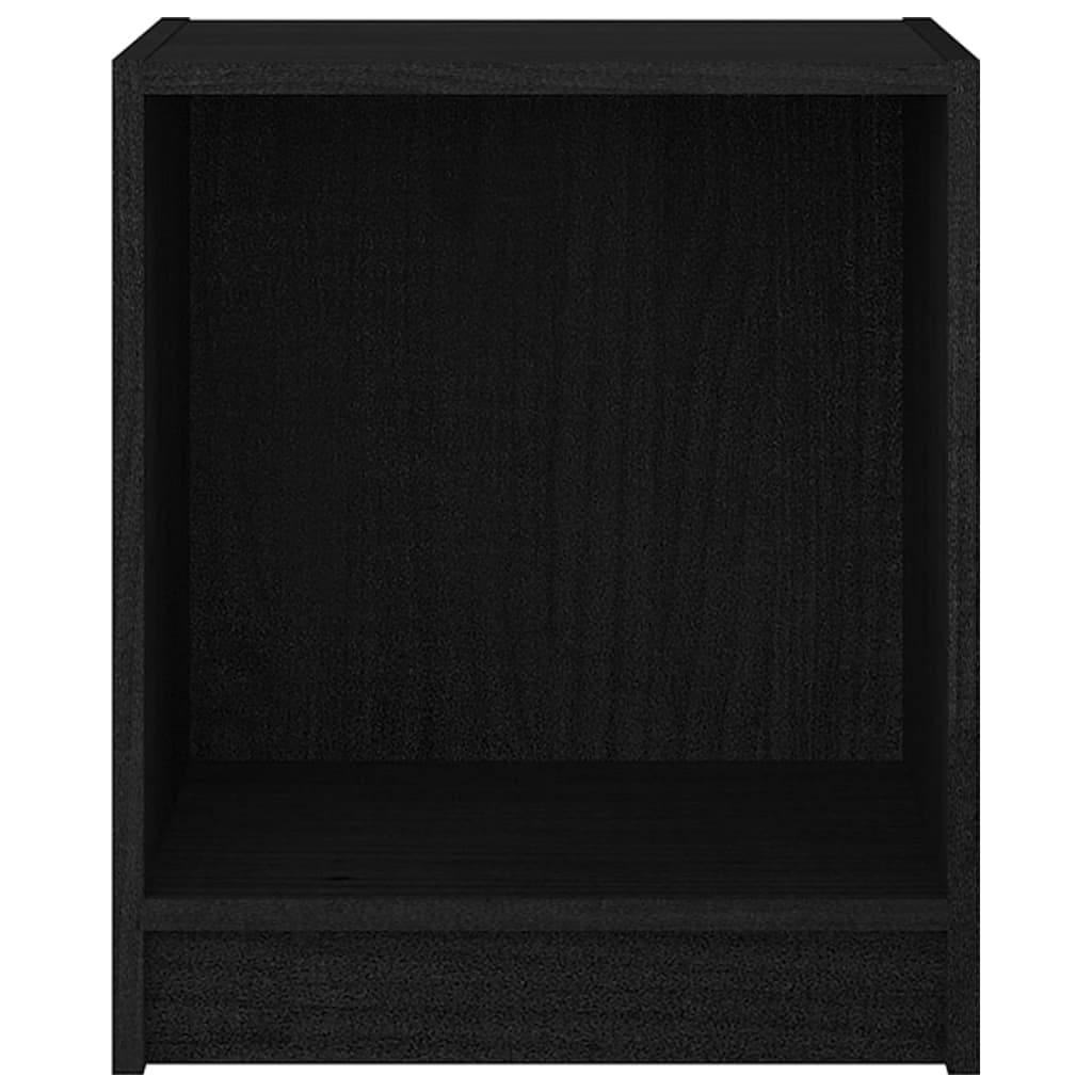 Comodino Nero 35,5x33,5x41,5 cm in Legno Massello di Pino