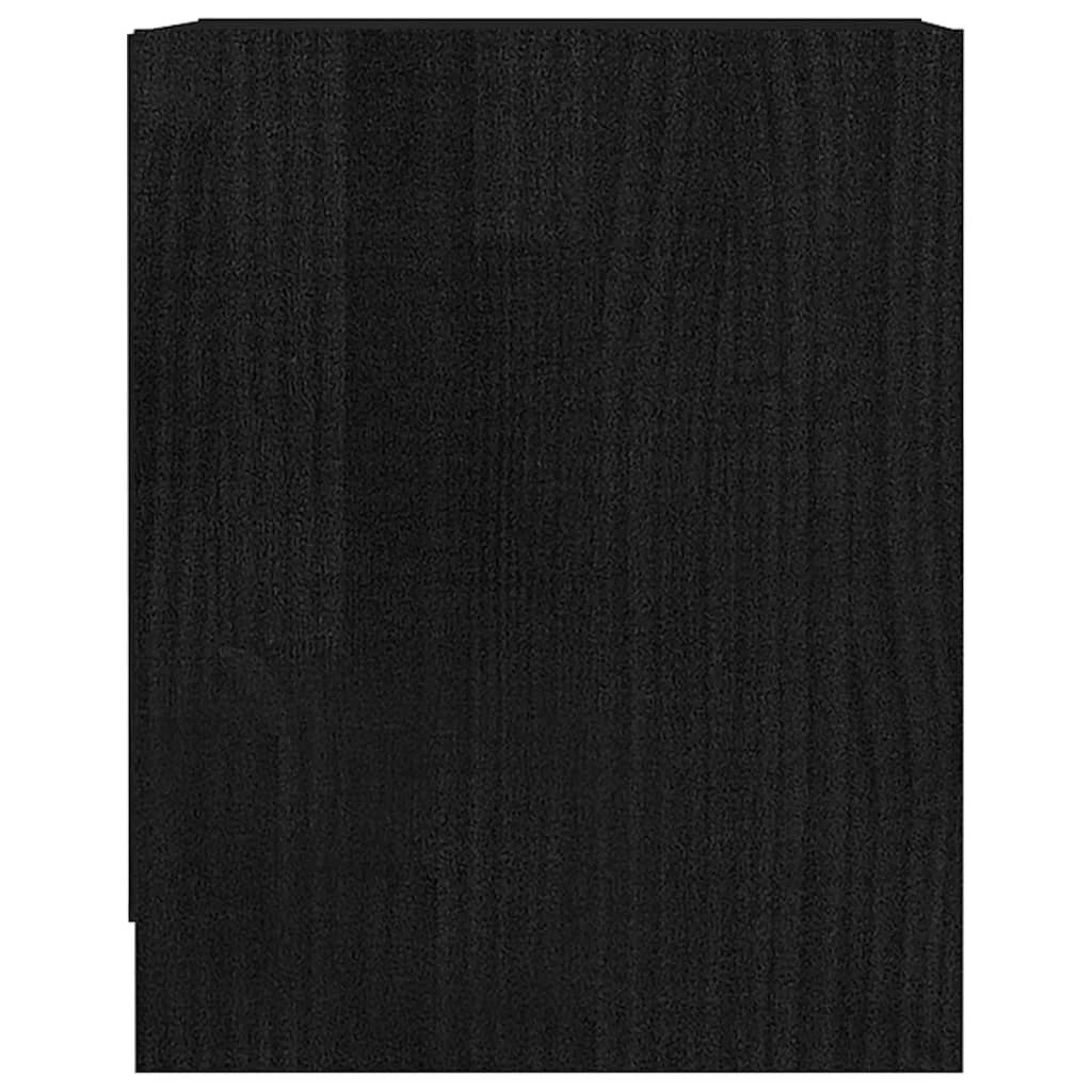 Comodino Nero 35,5x33,5x41,5 cm in Legno Massello di Pino